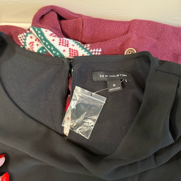 NWOT H by Halston Asymmetrical Black 3/4 Sleeve Blouse Top Drape Flowy Stretchy - Picture 7 of 10